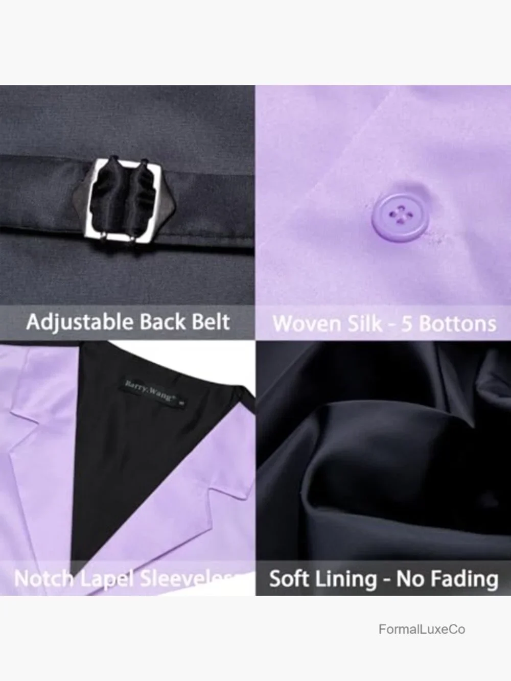 Men's Formal Suit Vest 8PC Set with Tie Bowtie Accessories Slim Fit Wedding